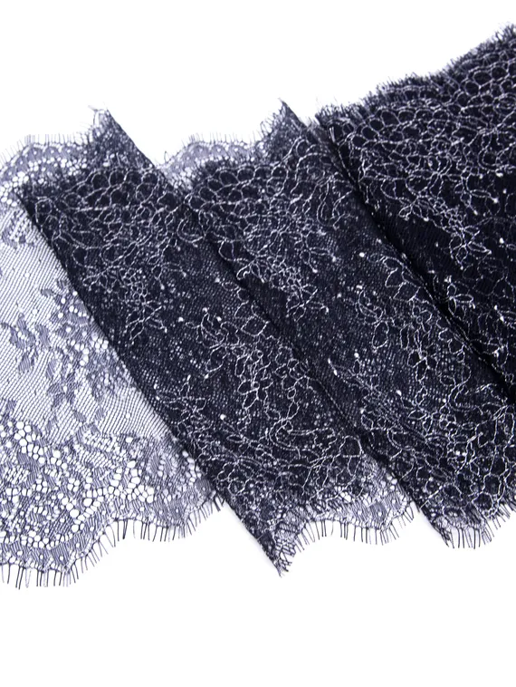 01-11 Кружево шантильи, 23 см, синий/айвори