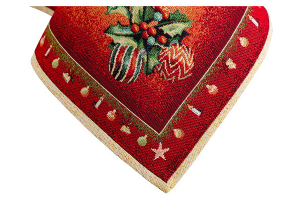 Скатерть прямоугольная 140х260см Mix&Match Home Новогодние игрушки красная