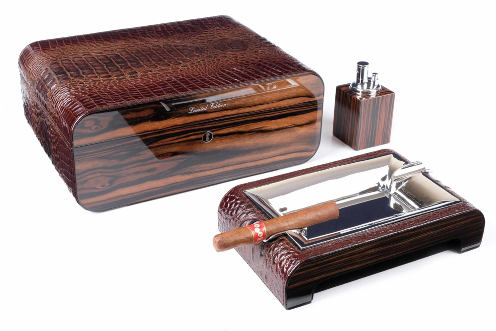 Настольный набор сигарных аксессуаров Gentili SET-SV75-Croco-Dark
