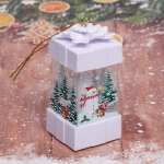 Сувенир с подсветкой «Фонарь - Сказочная лесная прогулка со Снеговиком» 5х5х11,5 см, белый