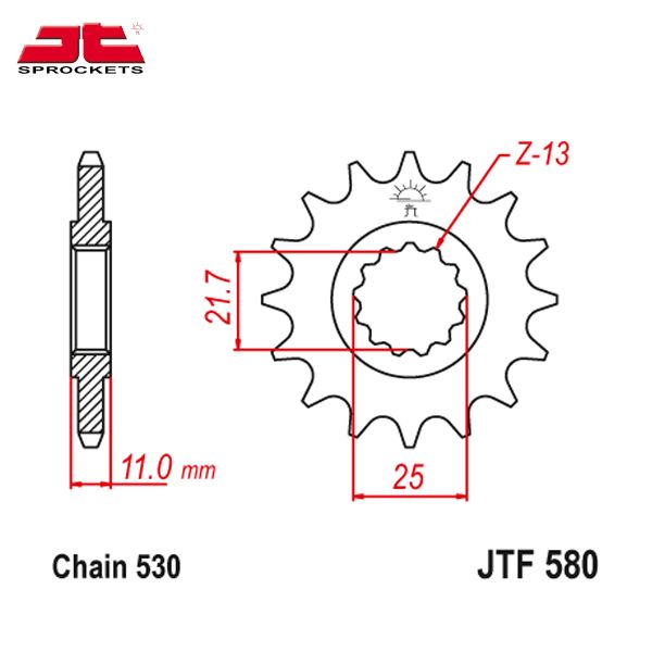 JT JTF580.15 звезда передняя (ведущая), 15 зубьев