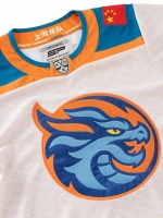 Джерси хоккейное бежевое ХК "Шанхайские Драконы", реплика с вышивками