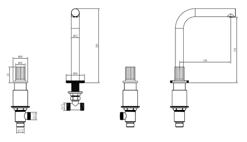 Boheme Смеситель на столешницу ELEGANTE на 3 отв. CHROME
