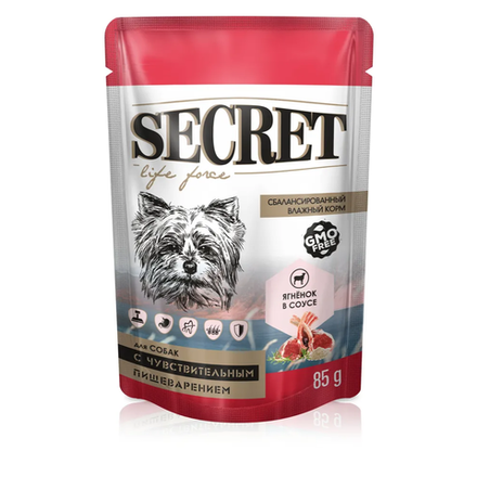 Влажный корм для собак Secret ягненок в соусе 85 гр