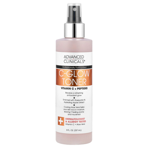 Advanced Clinicals, C-Glow Toner, тоник с витамином C и пептидами, 237 мл (8 жидк. унций)