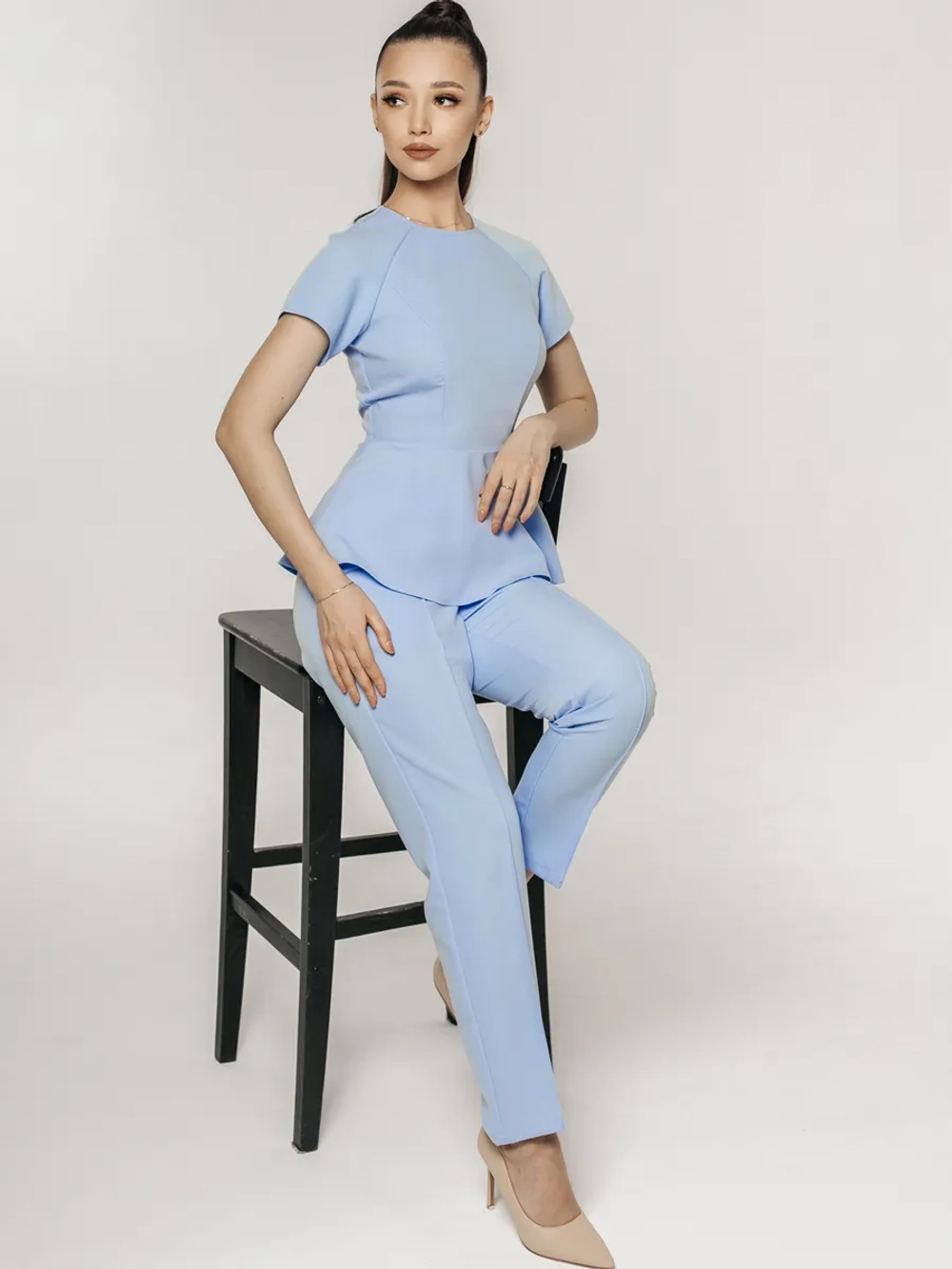 Брюки медицинские голубые стрейч