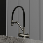 Смеситель для кухни Sancos Dora с гибким изливом, цвет вороненая сталь/черный, арт. SC4003GG