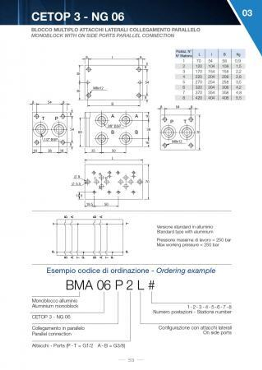 Плита монтажная BMA06P2L3 без клапана для CETOP 3