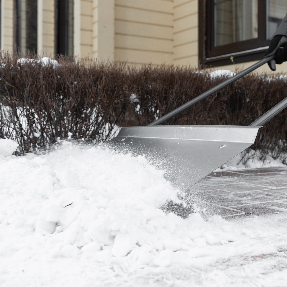 Движок для уборки снега, стальной, оцинкованный, 750 х 410 х 1100 мм, стальная рукоятка, Сибртех