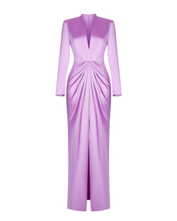 Платье макси атласное с драпированной юбкой