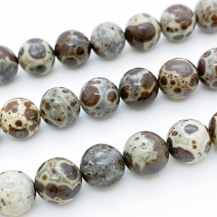 Риолит бусины, диаметр 10,4-10,6 мм, цена за 9 шт (1/4 нити)