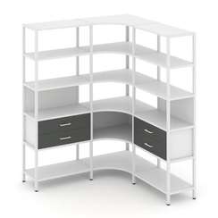 Shelf System Трехсекционный угловой стеллаж пятиярусный с ящиками SN.STMU-531 Белый/Антрацит/Металл