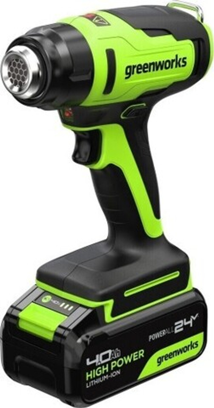 Строительный фен аккумуляторный GREENWORKS G24HG 24V, АКБ 4Ач и ЗУ 3400207CUB