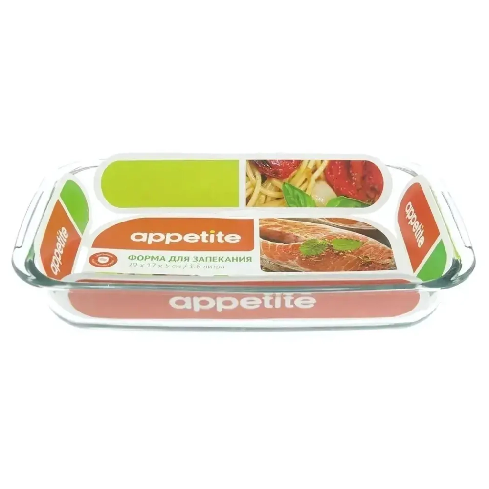 Форма стеклянная прямоугольная 29х5см,6л ТМ Appetite