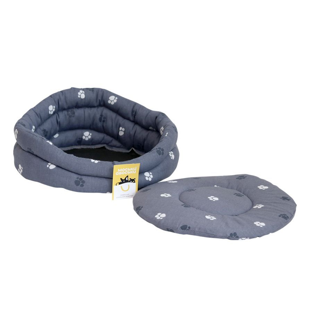 Моськи-Авоськи Лежанка круглая стёганая с подушкой, 47,5х47,5х21,5 см, цвет синий