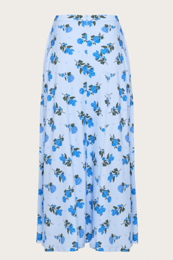 Голубая юбка-макси с цветочным принтом "Бланш"