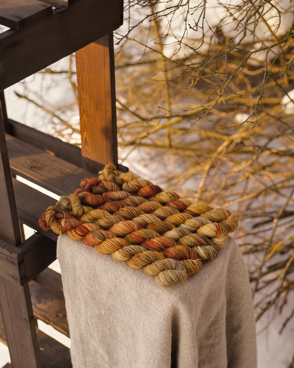 Носочная пряжа с добавлением шерсти "Ранняя осень" 20 г