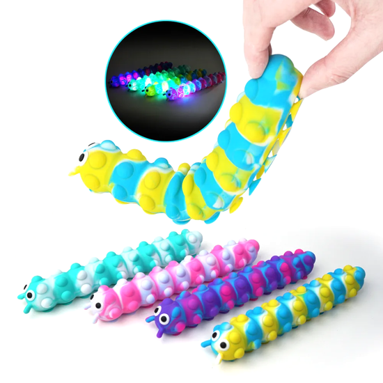Антистресс Гусеница сквидопоп на присосках со светом 26см в ассортименте
