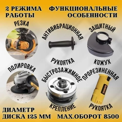УШМ 125 DeWALT углошлифовальная болгарка DWE8110S