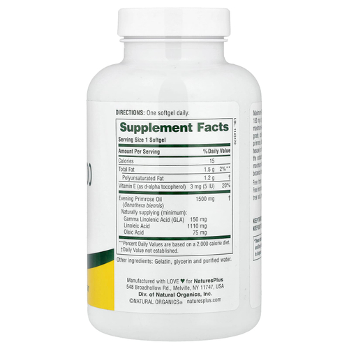 NaturesPlus, Ultra EPO® 1500, масло примулы вечерней, 90 капсул