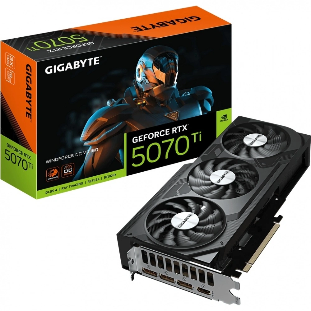 Видеокарта GigaByte RTX 5070 Ti Windforce OC V2 16G GDDR7 256bit (GV-N507TWF3OCV2-16GD)