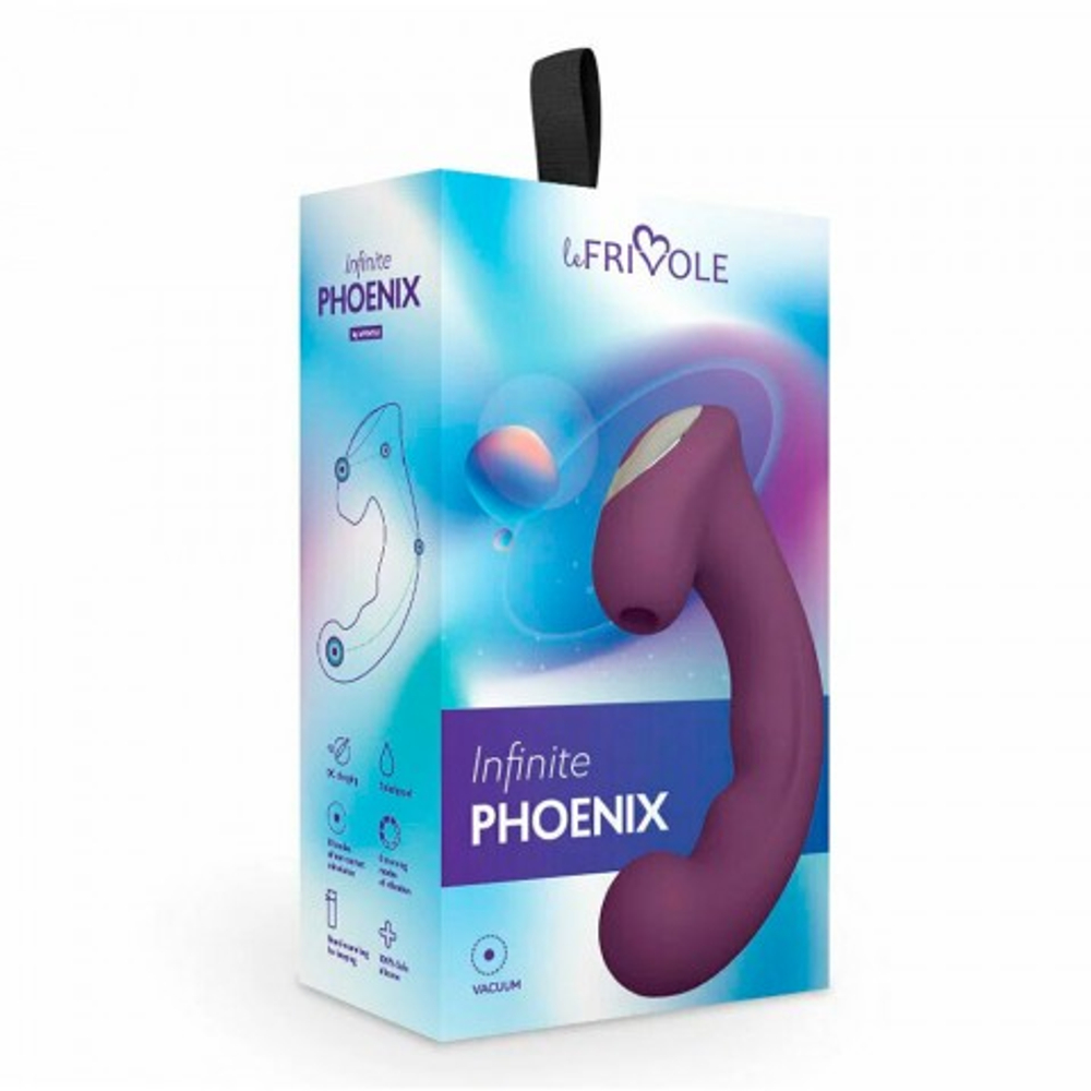 Стимулятор вакуумный Le Frivole Infinite Phoenix с клиторальным отростком, фиолетовый