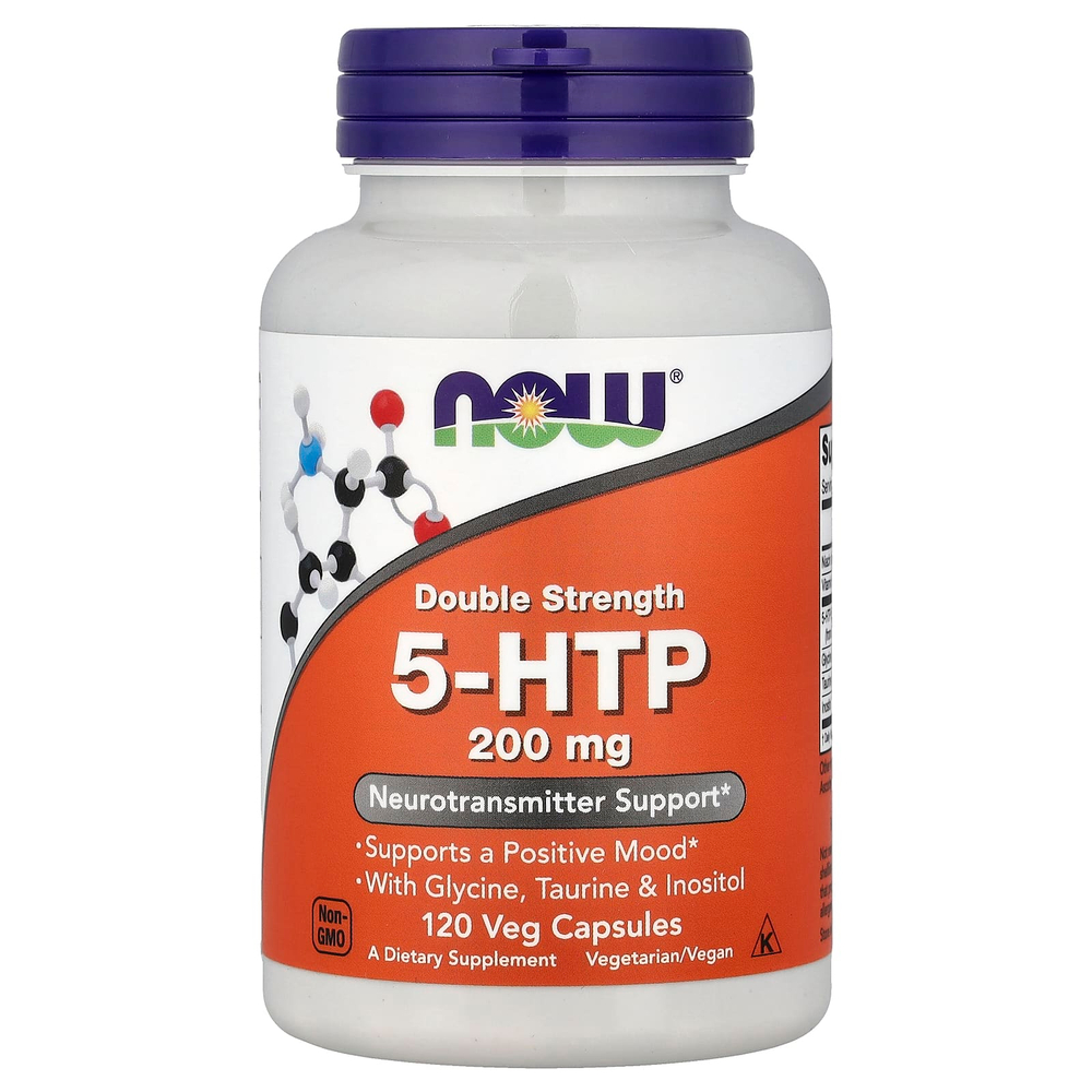 NOW Foods, 5-HTP с глицином, таурином и инозитолом, 120 растительных капсул