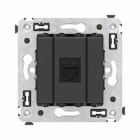 Компьютерная розетка RJ-45 без шторки в стену, кат.6А одинарная, "Avanti", "Черный матовый"