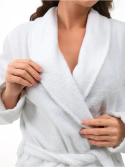 Халат гостиничный махровый "Элит" с воротником шалькой, цвет: 024-Белый