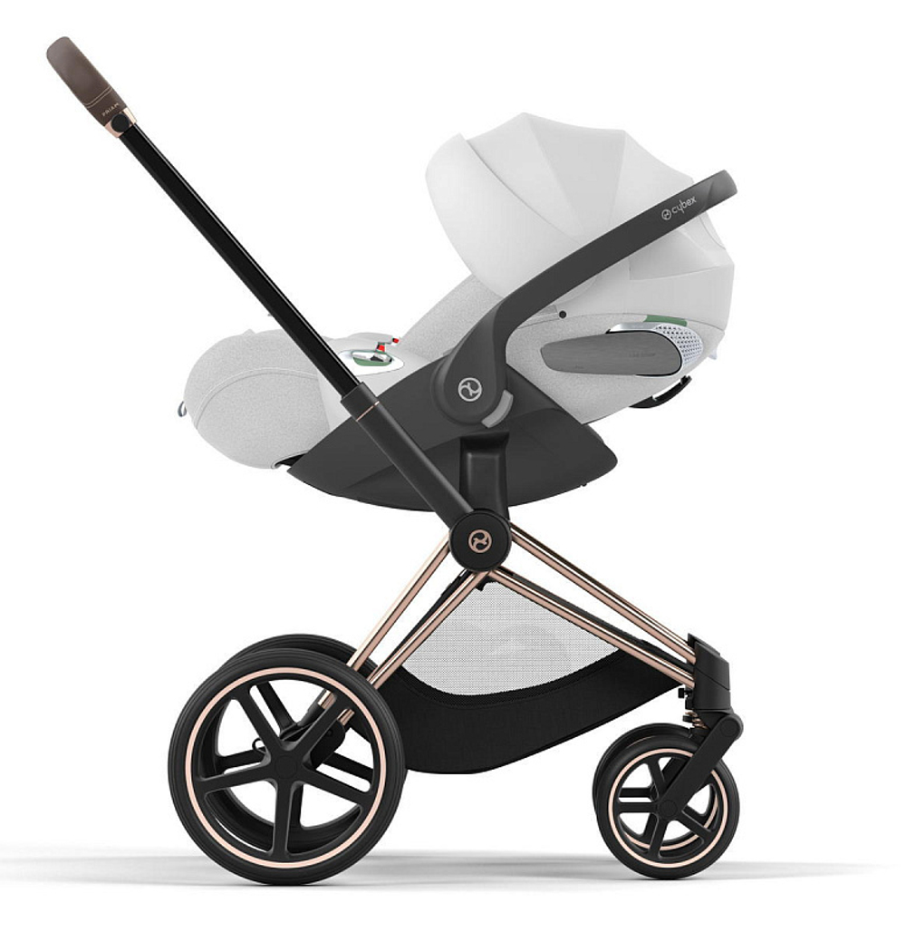 Коляска 3 в 1 Cybex Priam IV Rosegold complete и автокресло Cloud T i-Size Platinum White Plus Off White