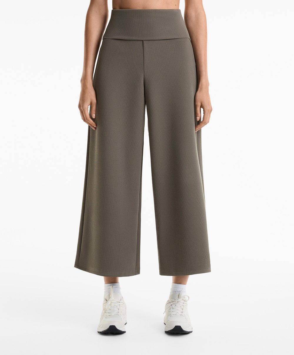 OYSHO Брюки широкого кроя в рубчик, угольный