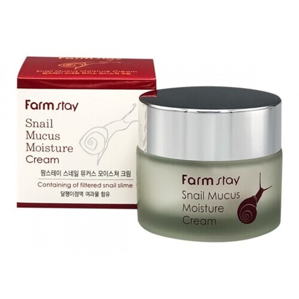 FarmStay Крем для лица увлажняющий с муцином улитки – Snail mucus moisture cream, 50г