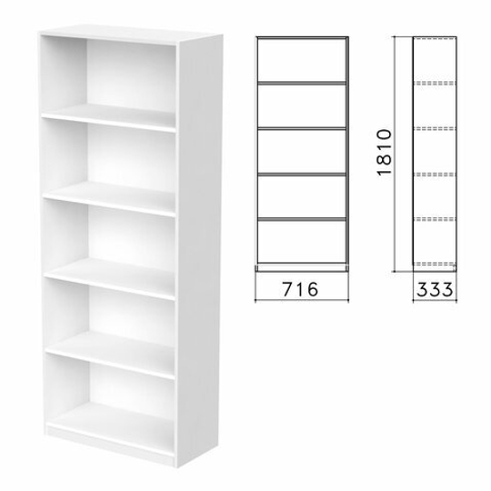 Шкаф (стеллаж) "Бюджет", 716х333х1810, 4 полки, белый, 402651-290