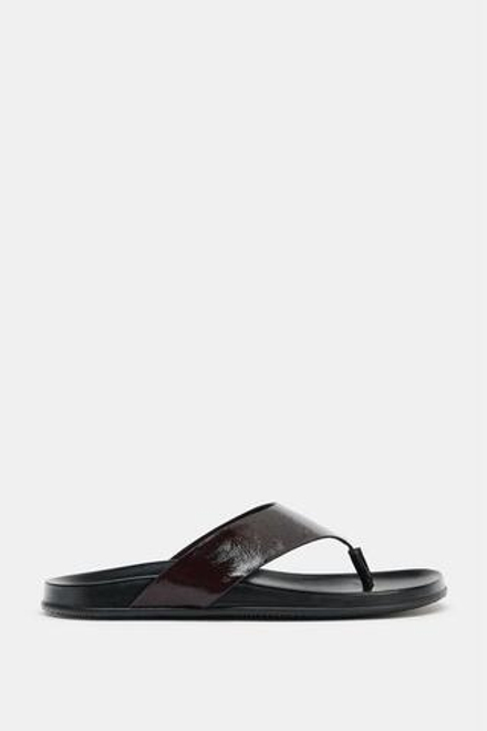 ZARA КОЖАНЫЕ САНДАЛИИ С РЕМЕШКАМИ, ШОКОЛАДНО-КОРИЧНЕВЫЙ