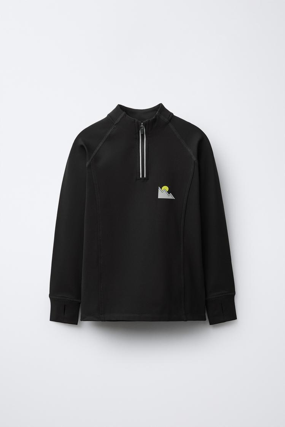 ZARA ТЕРМОФУТБОЛКА С ДЛИННЫМИ РУКАВАМИ НА МОЛНИИ, ЧЕРНЫЙ