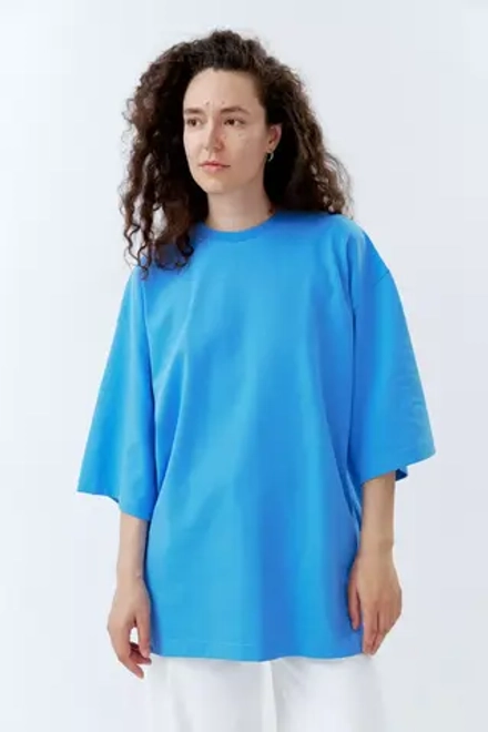 Огромная футболка из синего хлопка