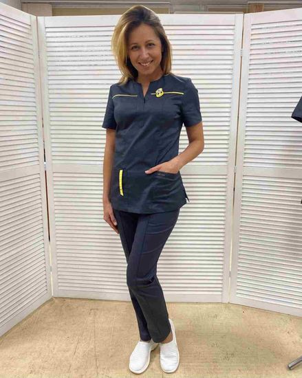 Блуза женская А218 (экстра/серый 110/принт витаминки/желтый 742)