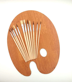 Набор кистей/ Набор из 12 натуральных кистей + деревянная палитра