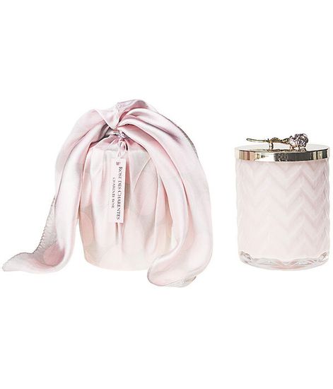 Большая розовая свеча "ёлочка" с золотым цветком и платком, Cote Noire