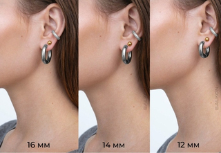 Серьги-кольца объёмные 14 мм /silver tone/