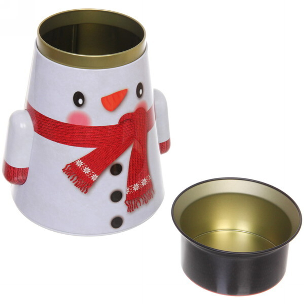 Банка жестяная 20*12,5см «Снеговик» белая