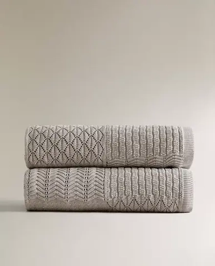 ZARA HOME ДЕТСКИЙ ПЛЕД В СТИЛЕ ПЭЧВОРК, СИНИЙ