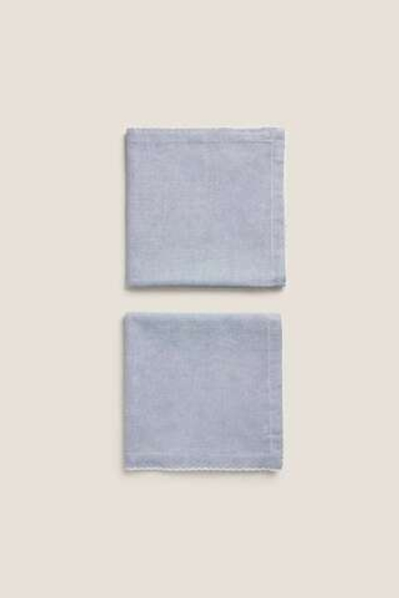 ZARA HOME САЛФЕТКИ С ЗУБЧАТЫМИ КРАЯМИ (УПАКОВКА ИЗ 2 ШТУК), СИНИЙ