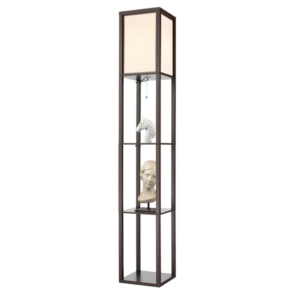 8090/1F COMFI LN25 361 кофейный/белый, дерево/текстиль Торшер Е27 1*60W 220V PRACTIC