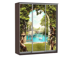 Шкаф купе Модерн 2076х600 3-х дверный 3-х секционный фотопечать №3 венге