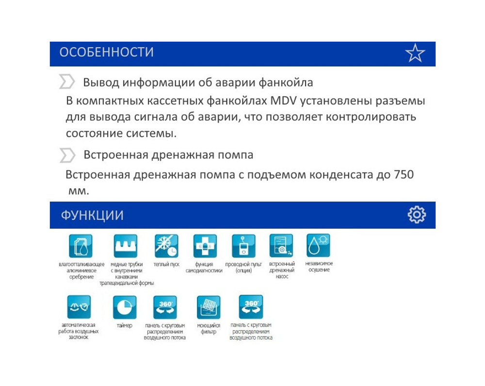 Кассетный фанкойл полноразмерный MDV MDKA-950R