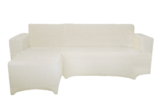 Чехол Модерн на угловой диван с выступом слева, цвет Слоновая кость