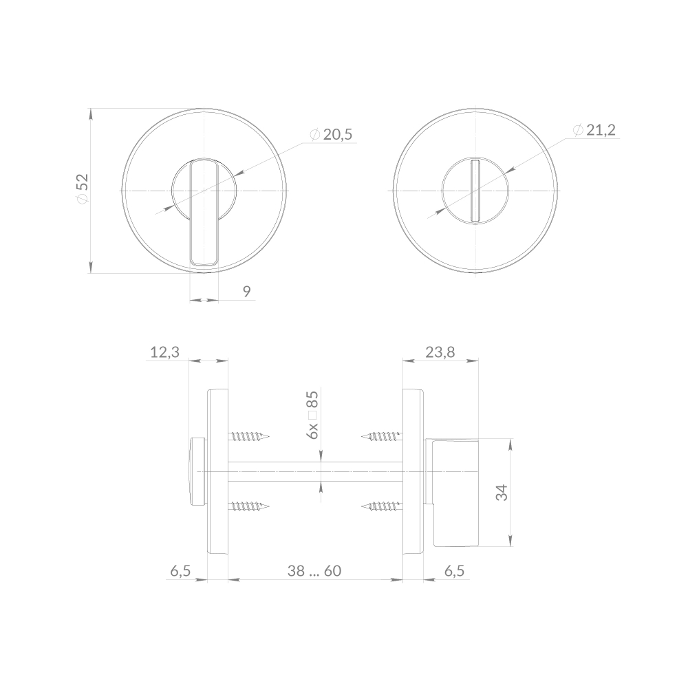 Ручка поворотная BK6.R.EST.R52.JOY CP-8 хром