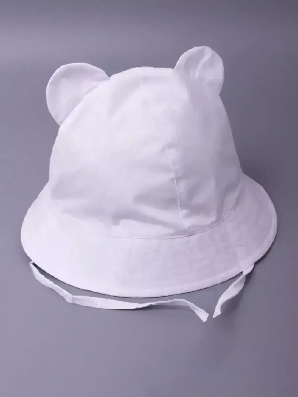 Детская белая панама на завязках пляжная