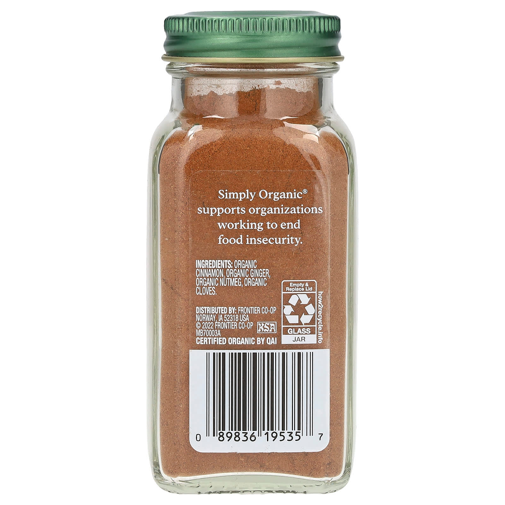 Simply Organic, пряная смесь для тыквенного пирога, 55 г (1,94 унции)